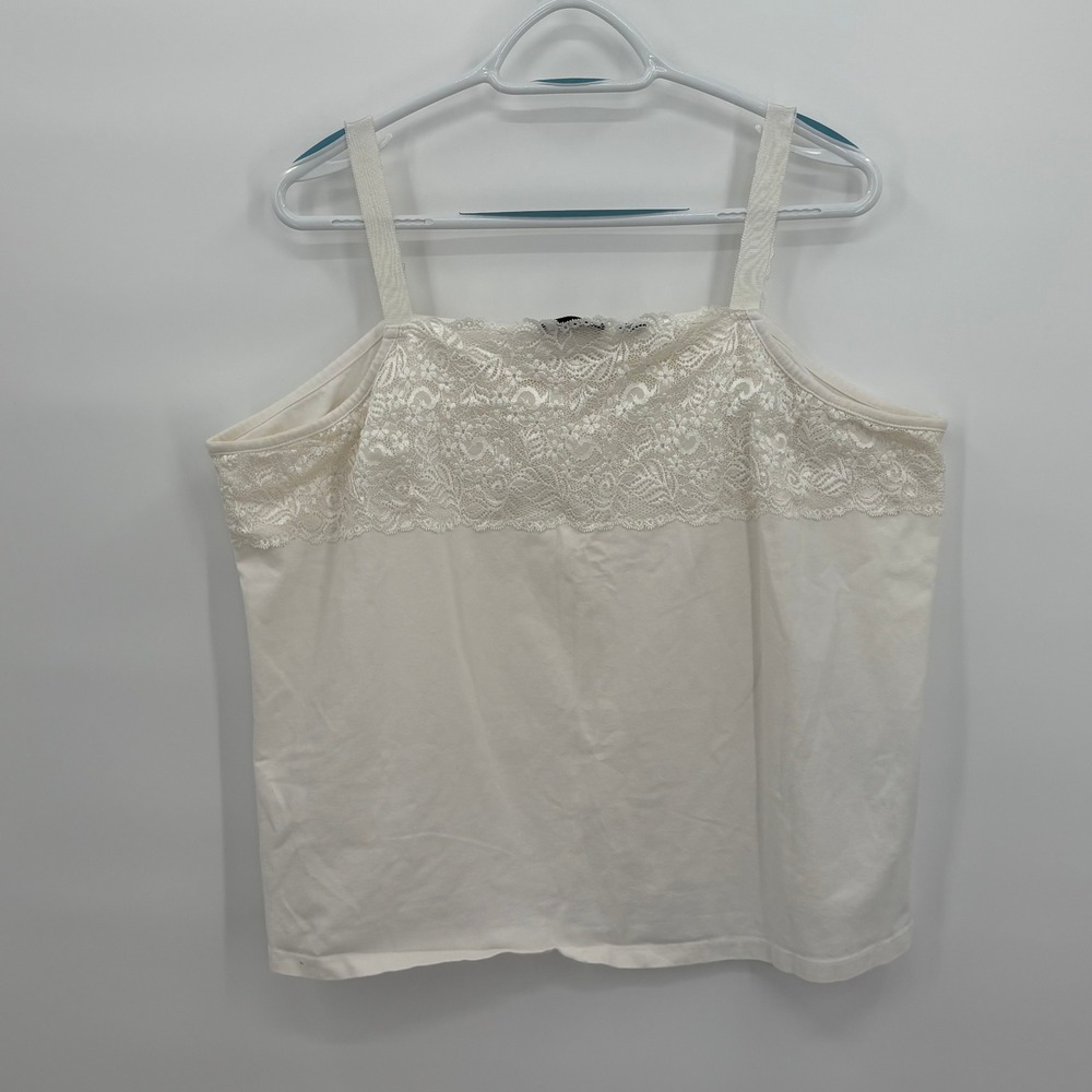 Avenue Stretch White Lace Trim Camisole Tank‎ Top Plus Size 22/24 Adjustable